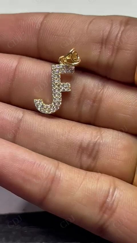 Custom Letter JF Round Lab Grown Diamond 14K Yellow Gold Pendant hip hop jewelry customdiamjewel   