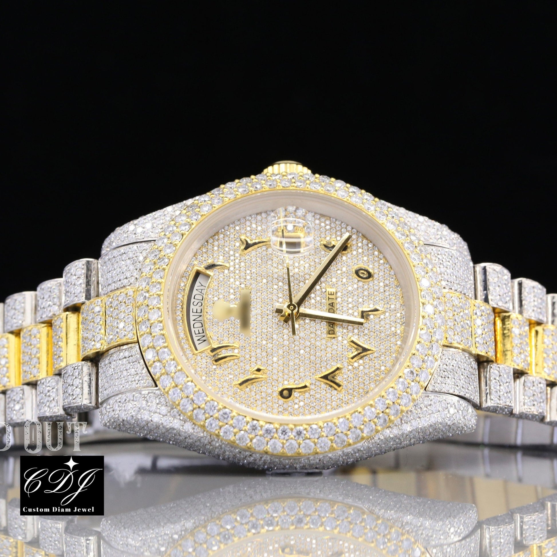 Luxury Rolex Watches For Men Natural Diamond Two Tone Watch Fully Iced Out Wrist Watches  customdiamjewel   