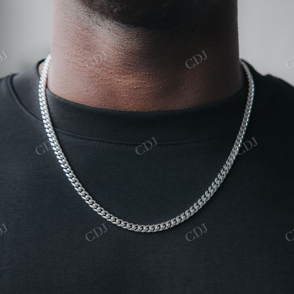 6mm Silver Hip Hop Cuban Chain Daily Wear Necklace  customdiamjewel   