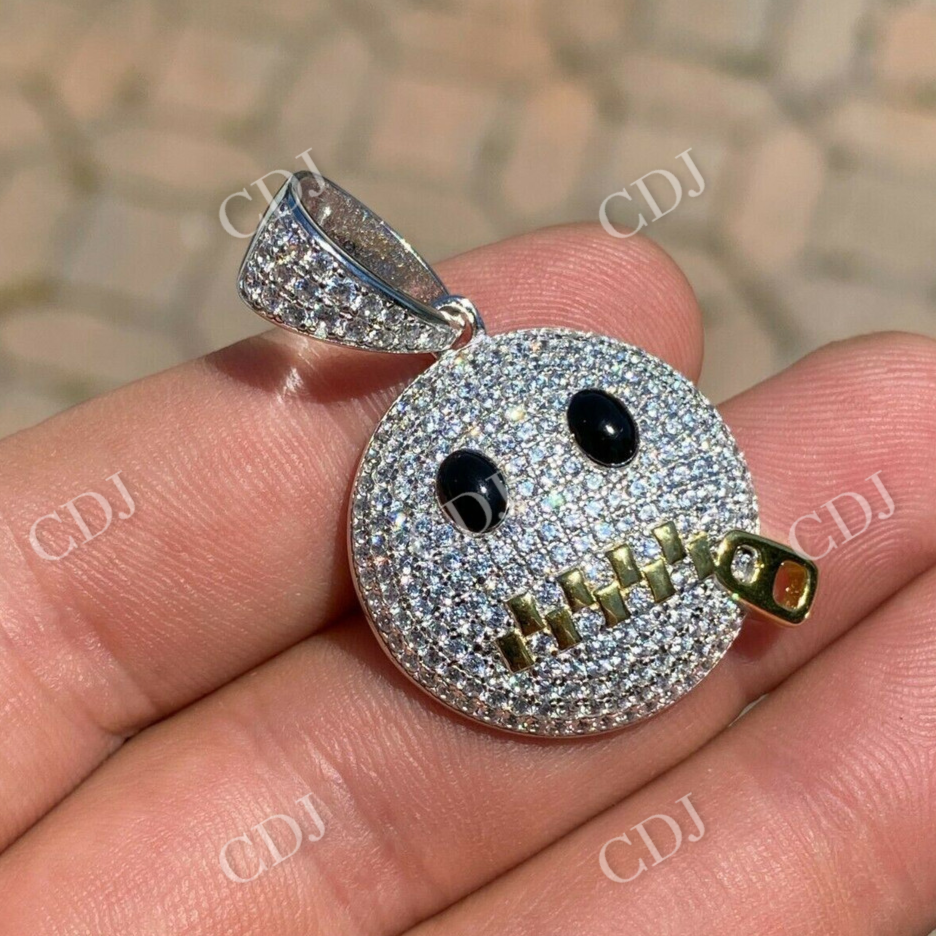 Hip Hop Zipper Mouth Emoji Diamond Pendant  customdiamjewel   