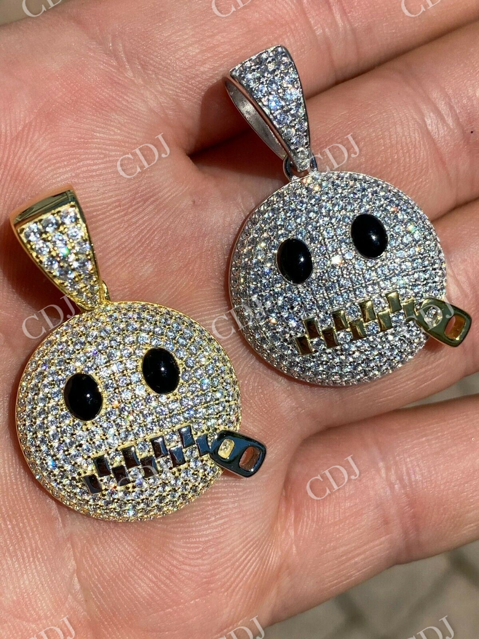 Hip Hop Zipper Mouth Emoji Diamond Pendant  customdiamjewel   