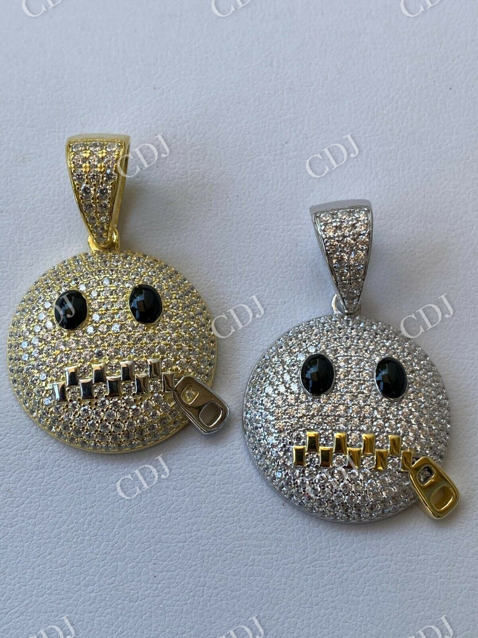 Hip Hop Zipper Mouth Emoji Diamond Pendant  customdiamjewel   