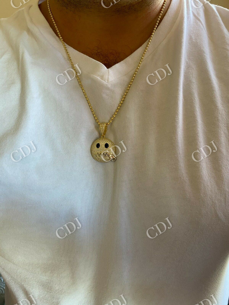 Hip Hop Zipper Mouth Emoji Diamond Pendant  customdiamjewel   