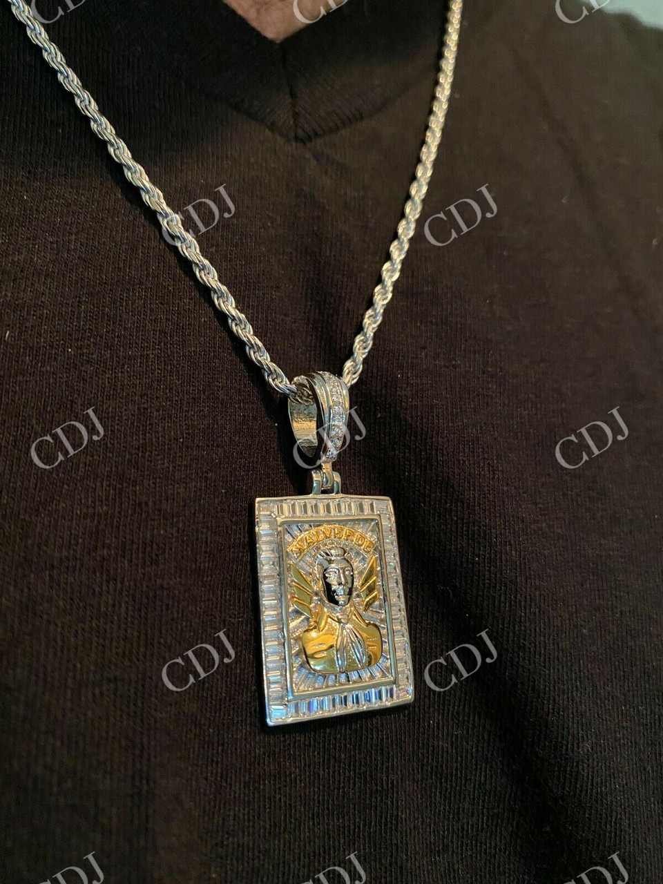 Jesus Malverde Medallion Protección Medalla Diamond Pendant  customdiamjewel   