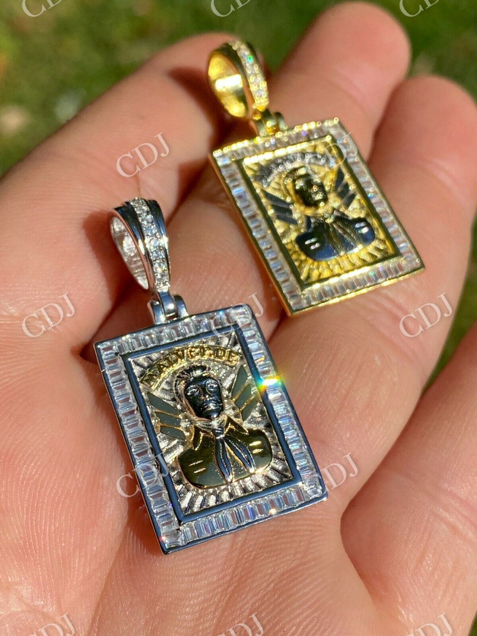 Jesus Malverde Medallion Protección Medalla Diamond Pendant  customdiamjewel   