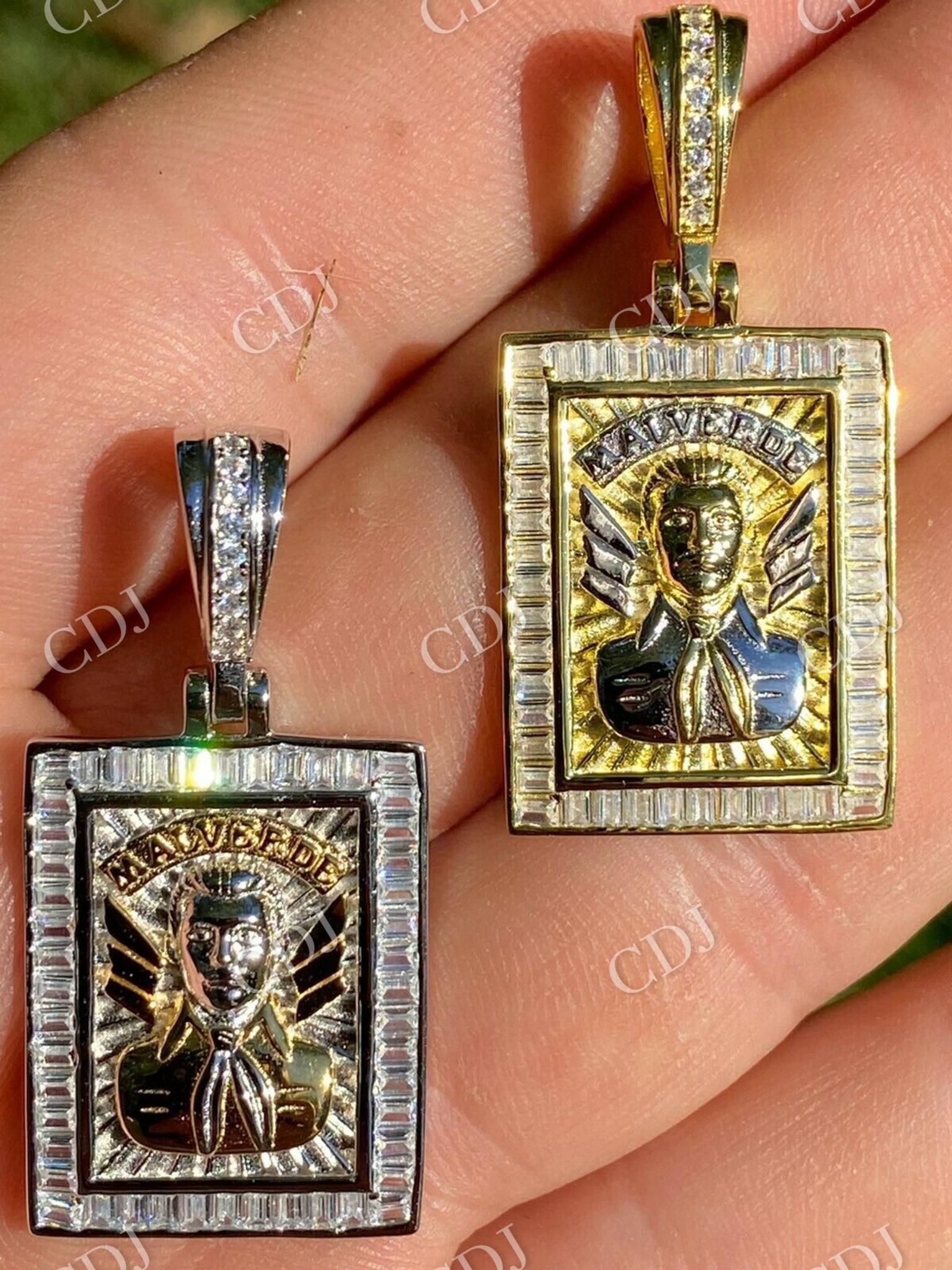 Jesus Malverde Medallion Protección Medalla Diamond Pendant  customdiamjewel   