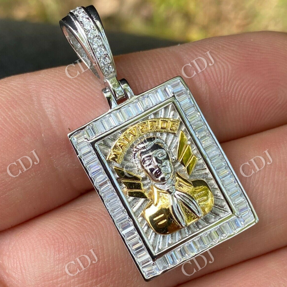 Jesus Malverde Medallion Protección Medalla Diamond Pendant  customdiamjewel   