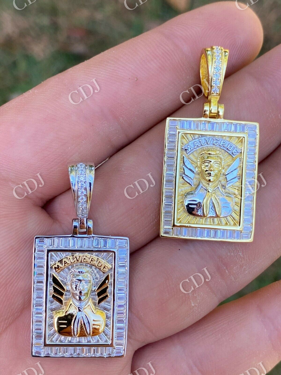 Jesus Malverde Medallion Protección Medalla Diamond Pendant  customdiamjewel   