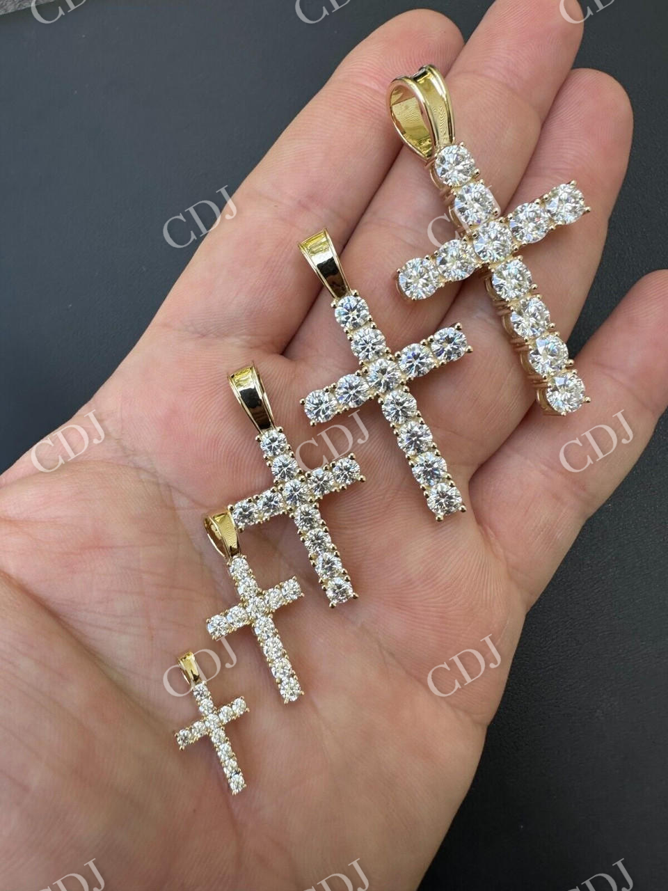 Diamond Iced out Tennis Cross Pendant  customdiamjewel   