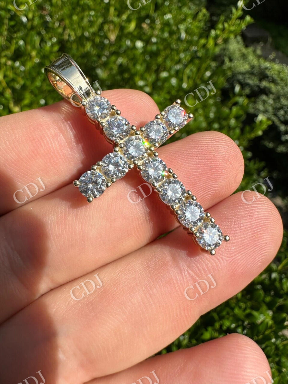 Diamond Iced out Tennis Cross Pendant  customdiamjewel   