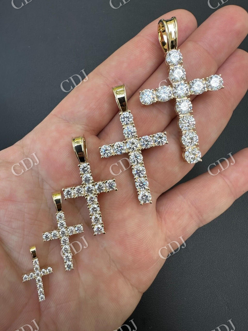 Diamond Iced out Tennis Cross Pendant  customdiamjewel   