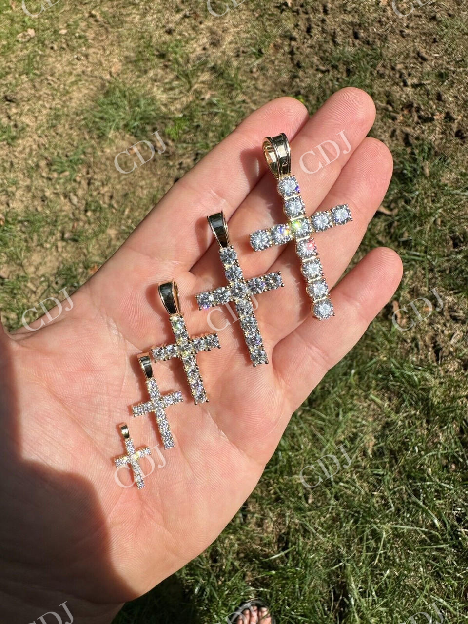 Diamond Iced out Tennis Cross Pendant  customdiamjewel   