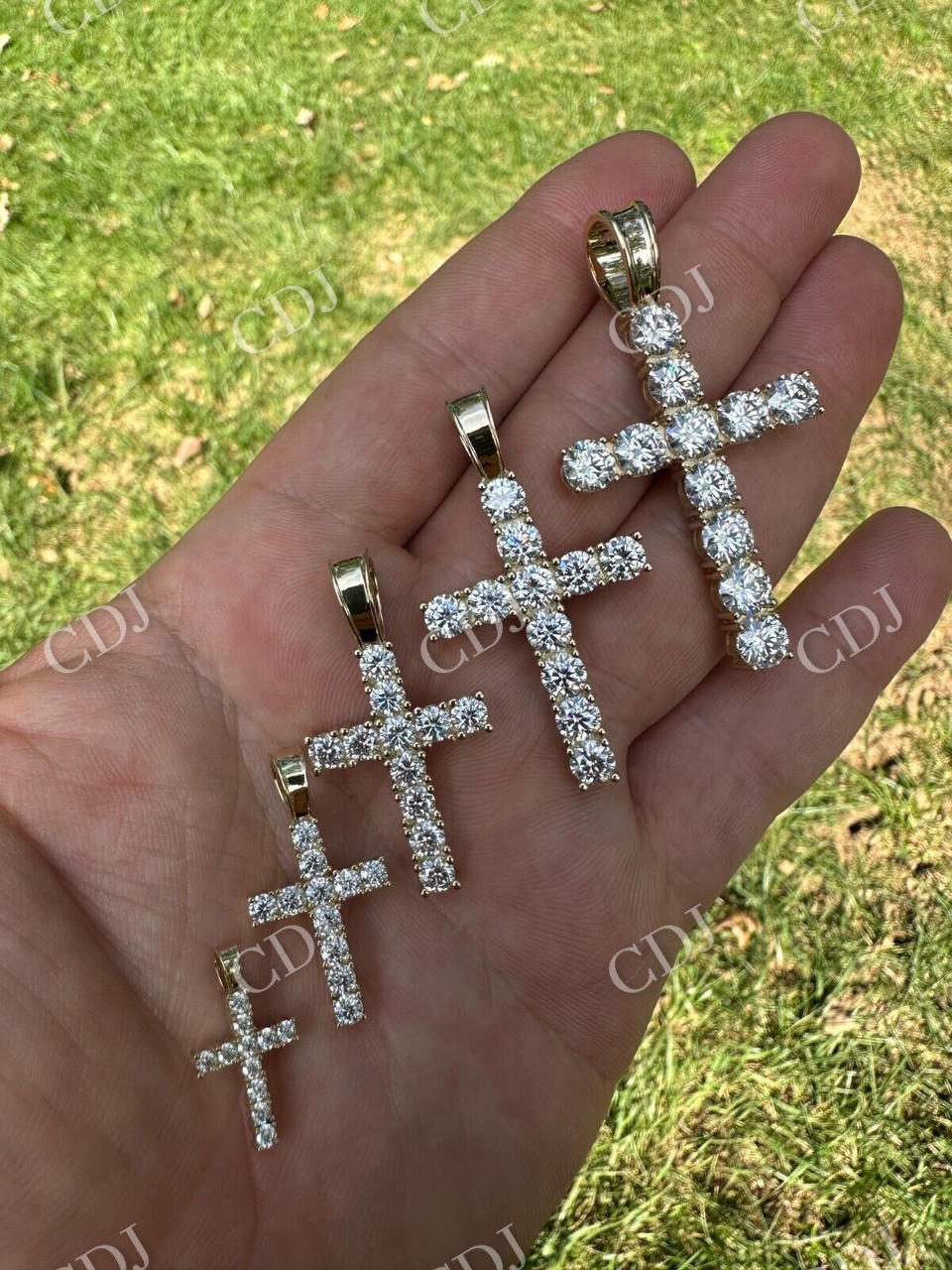 Diamond Iced out Tennis Cross Pendant  customdiamjewel   