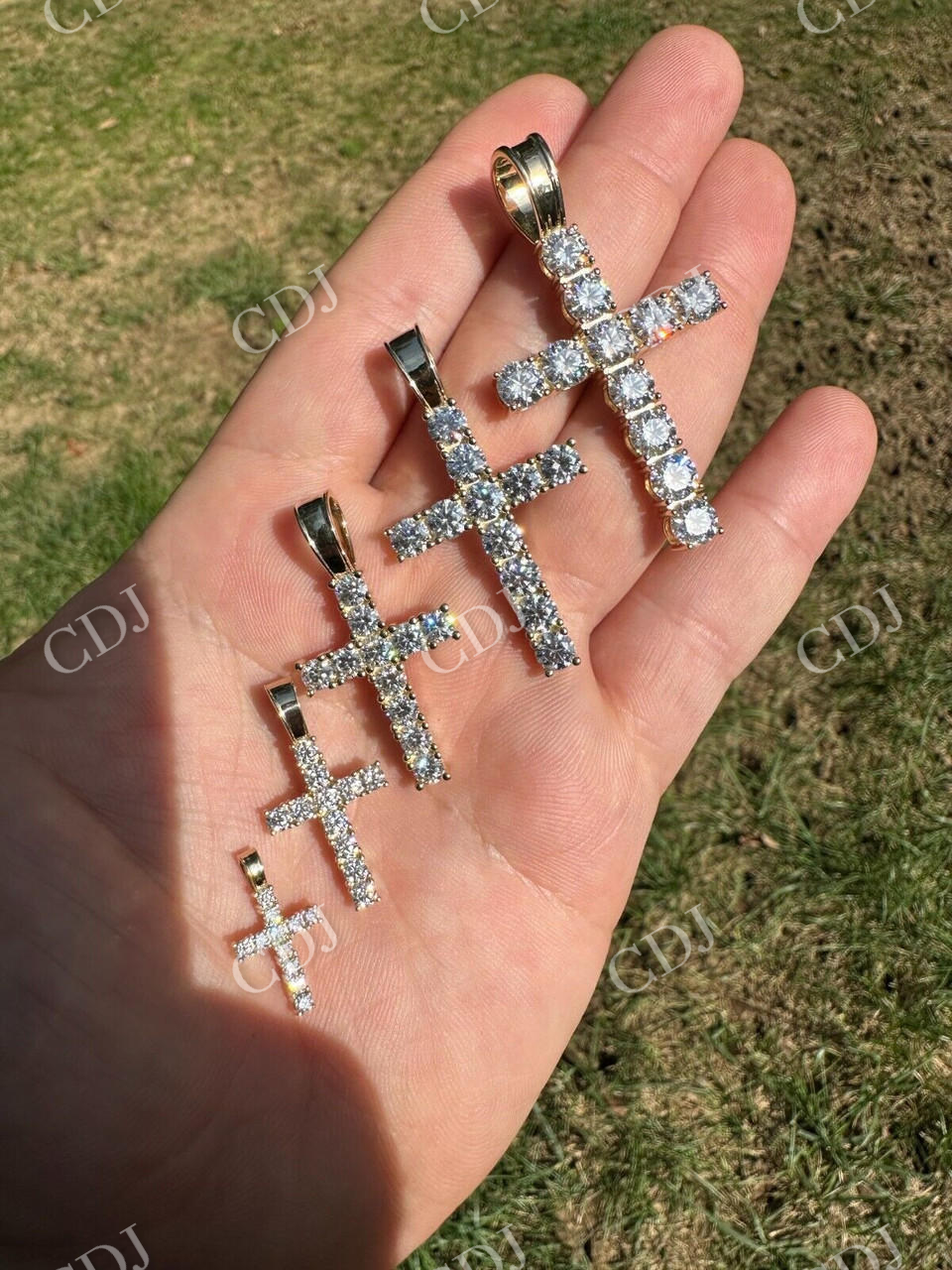 Diamond Iced out Tennis Cross Pendant  customdiamjewel   