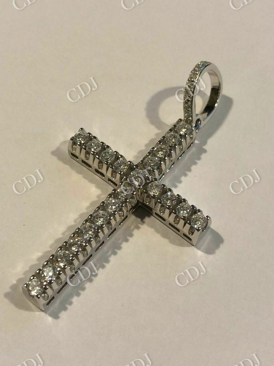 Tennis Cross SUPER ICED Man Made Diamond Pendant  customdiamjewel   