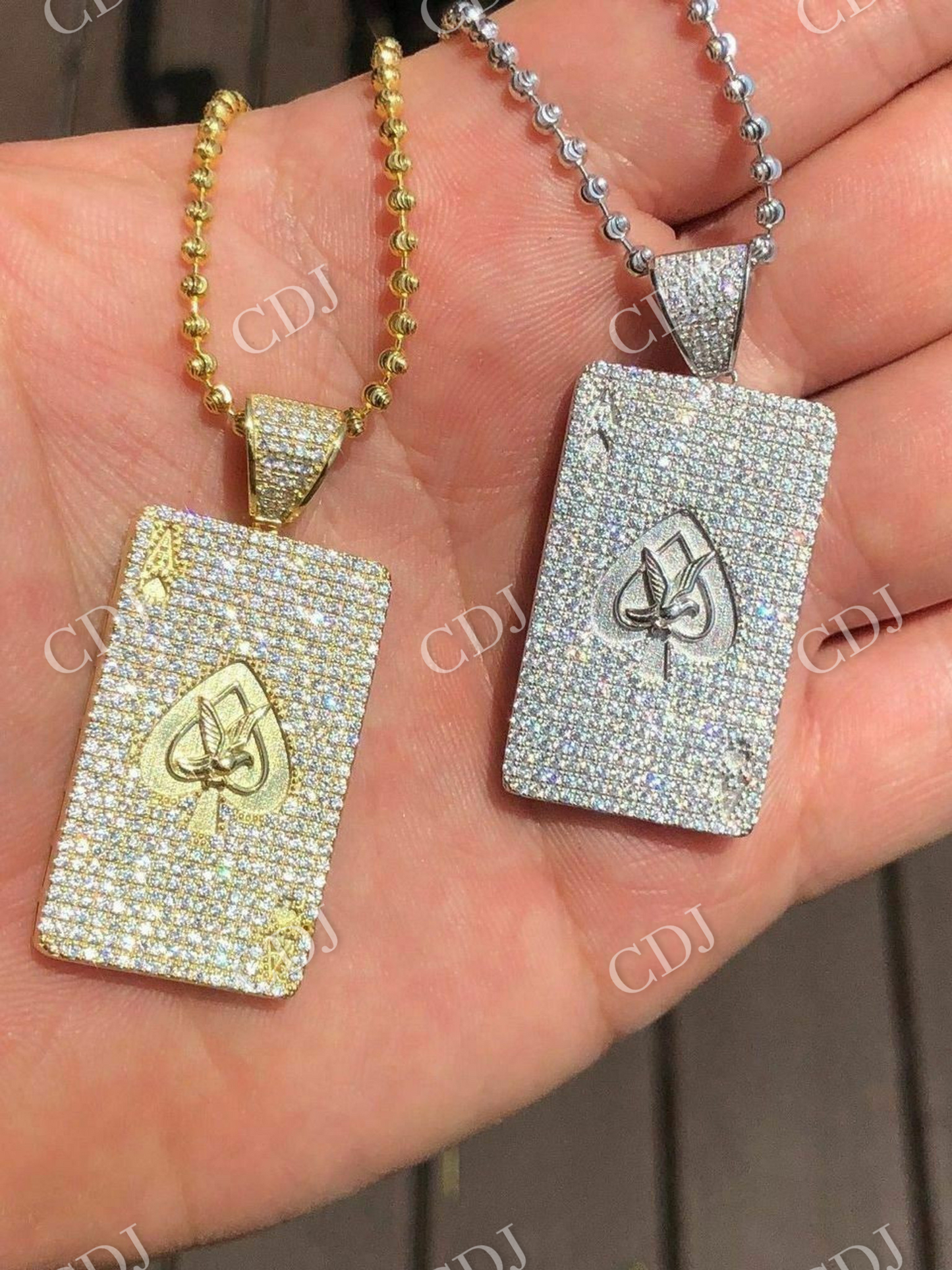 Ace of Spades Poker Card Diamond Pendant  customdiamjewel   