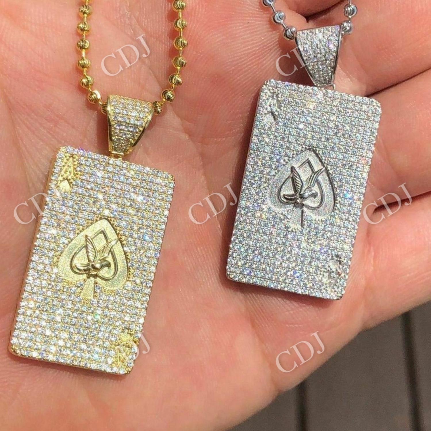 Ace of Spades Poker Card Diamond Pendant  customdiamjewel   