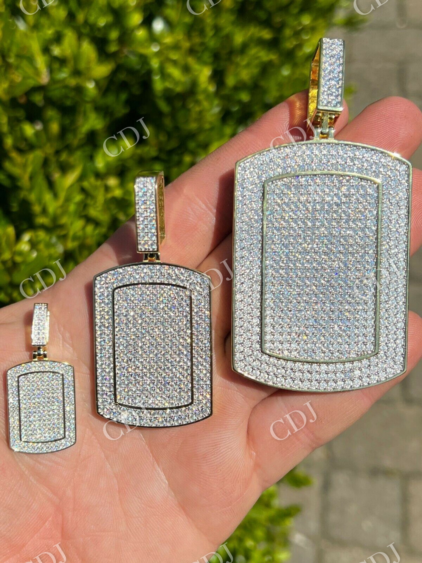 Dog Tag Iced Hip Hop Diamond Pendant  customdiamjewel   