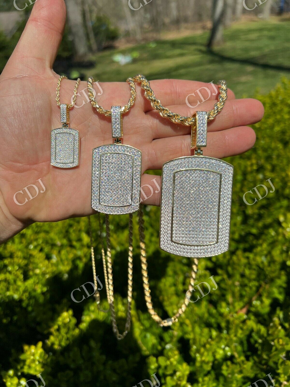 Dog Tag Iced Hip Hop Diamond Pendant  customdiamjewel   