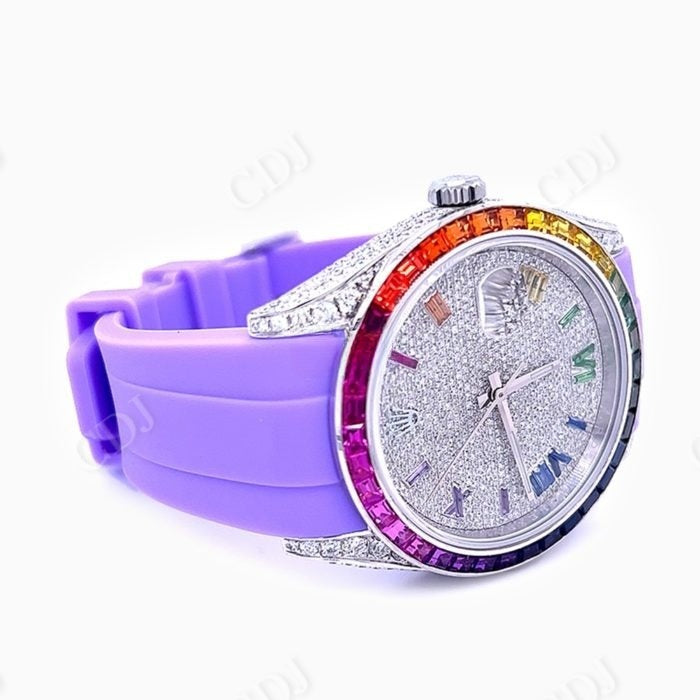 Rainbow Bezel Rolex Diamond Custom Watch  customdiamjewel   