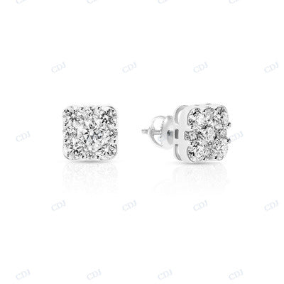 Squre Shape VVS Moissanite Diamond Siver Earrings hip hop jewelry customdiamjewel