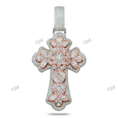 Two Tone Cross Crist Diamond Set Hip Hop Pendant hip hop jewelry CustomDiamJewel