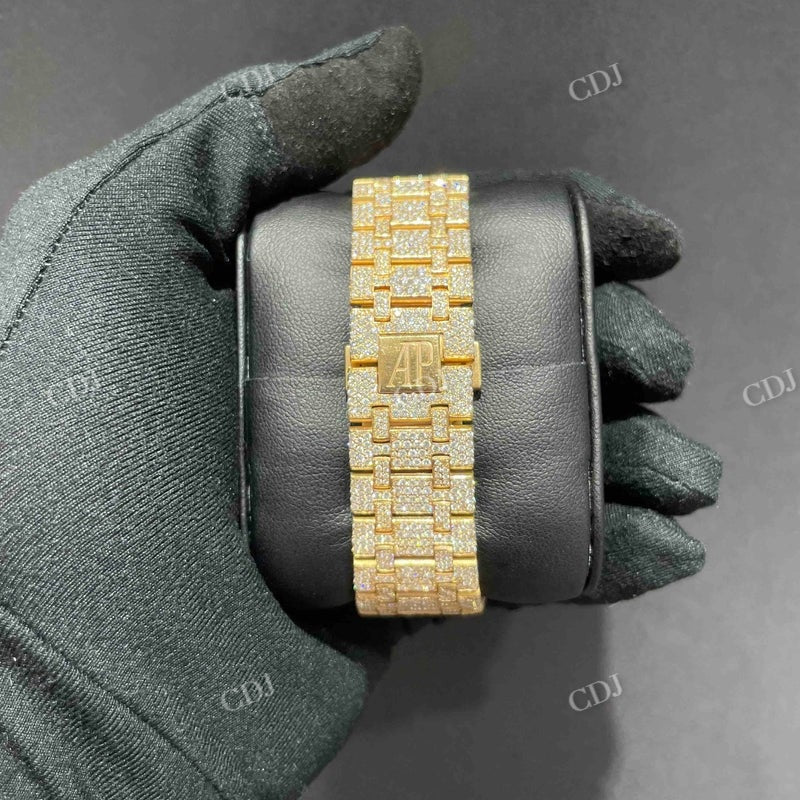 42mm AP Rose White Arabic Digit Lab Grown Diamond Watch  customdiamjewel   