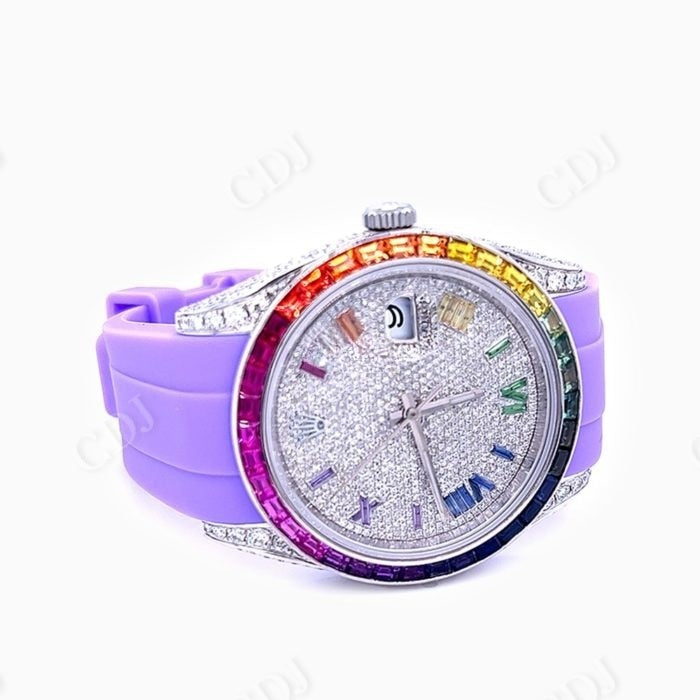 Rainbow Bezel Rolex Diamond Custom Watch  customdiamjewel   