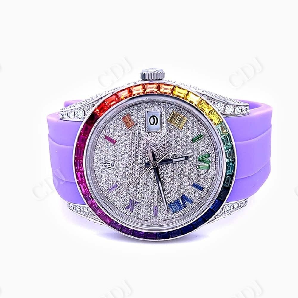 Rainbow Bezel Rolex Diamond Custom Watch  customdiamjewel   