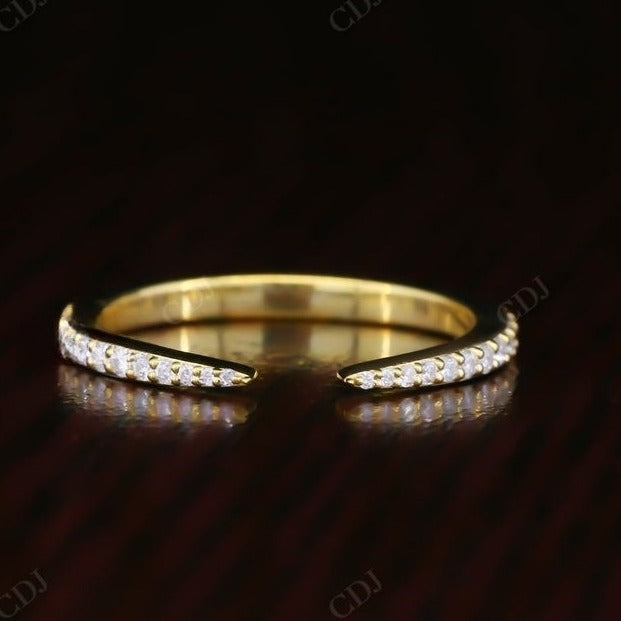 0.24CTW Round Cut CVD Diamond Open Wedding Band  customdiamjewel 10KT Yellow Gold VVS-EF