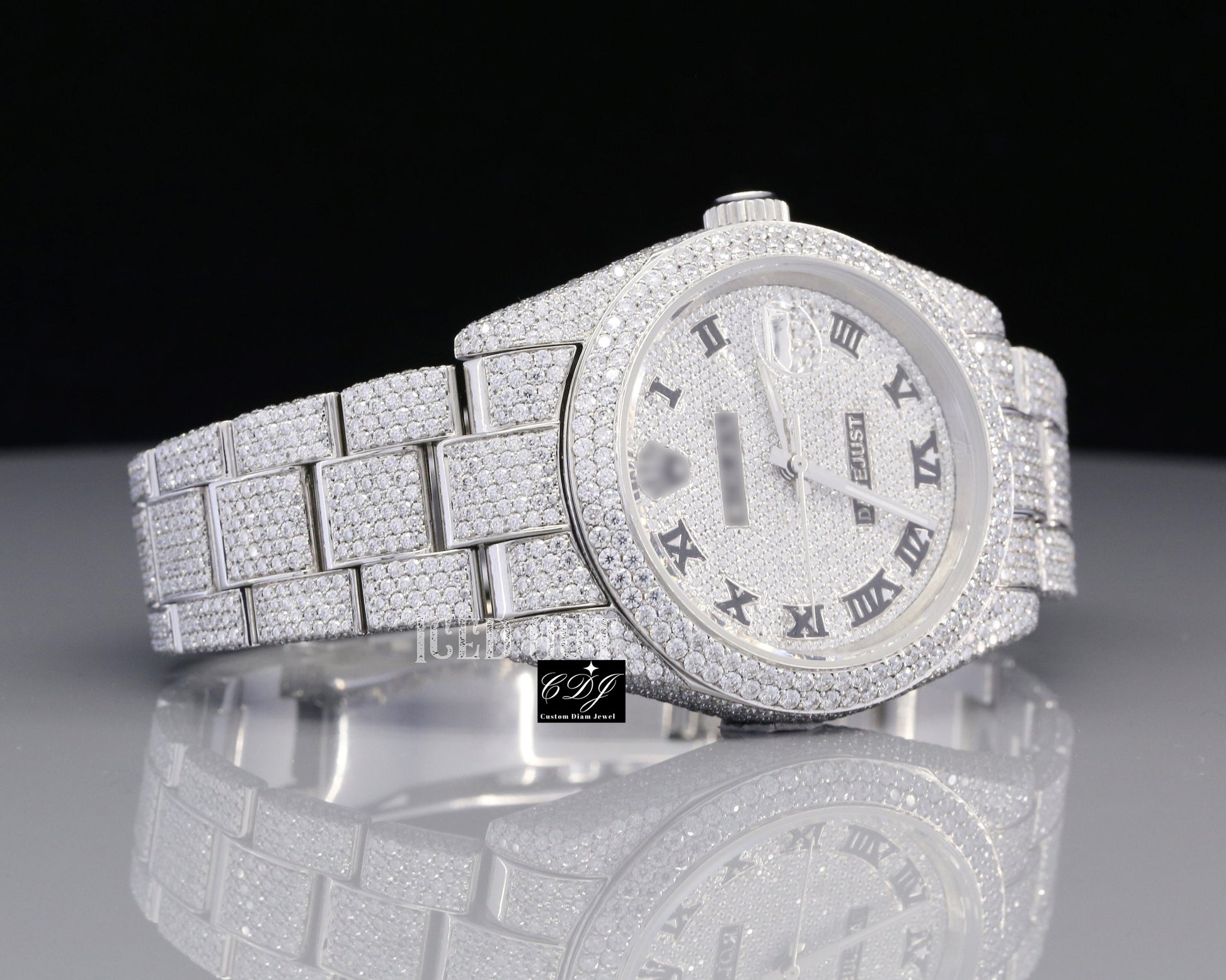 Iced Out 23 CTW Custom Luxury Stainless Steel Moissanite Diamond Round Case Watches  customdiamjewel   