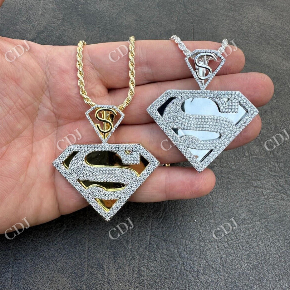 Moissanite Superman Hip Hop Pendent  customdiamjewel   