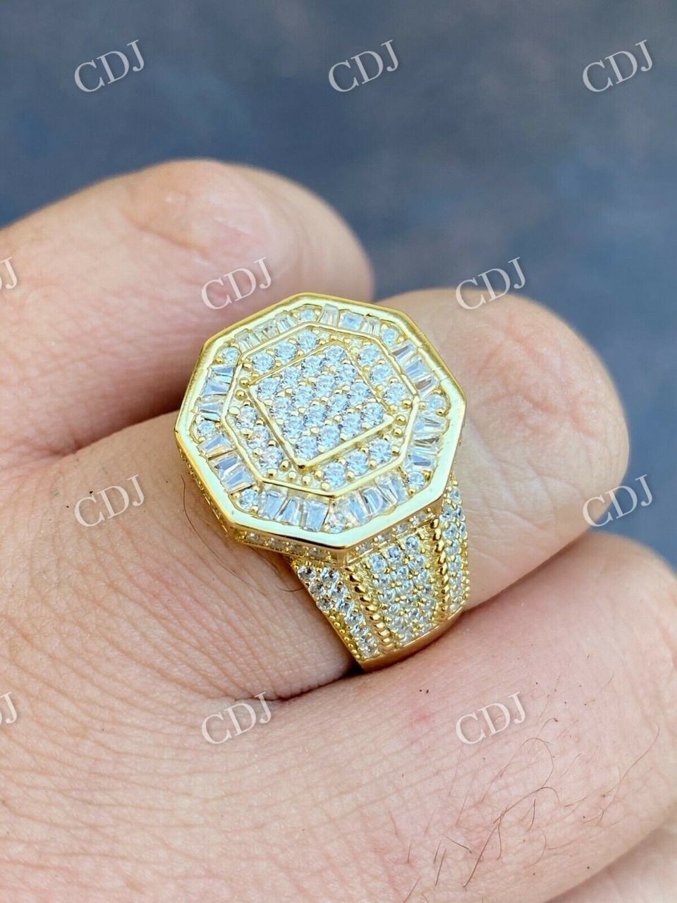 Men's Hip Hop Big Iced Diamond Ring  customdiamjewel   