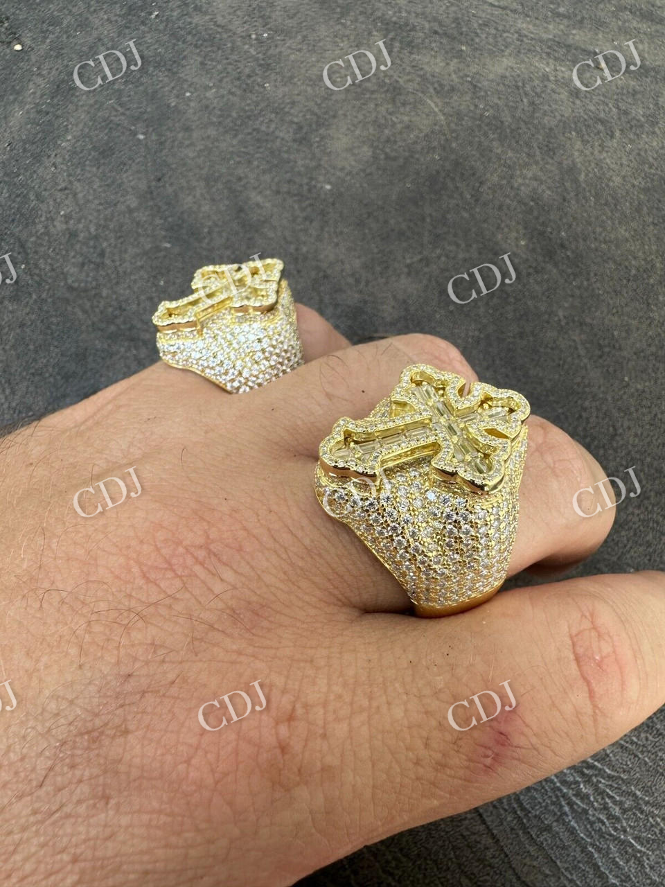 Fully Iced Out Criss Cross Baguette Diamond Ring  customdiamjewel   