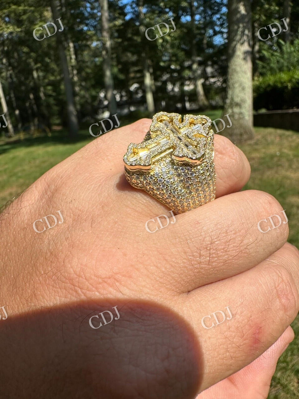 Fully Iced Out Criss Cross Baguette Diamond Ring  customdiamjewel   