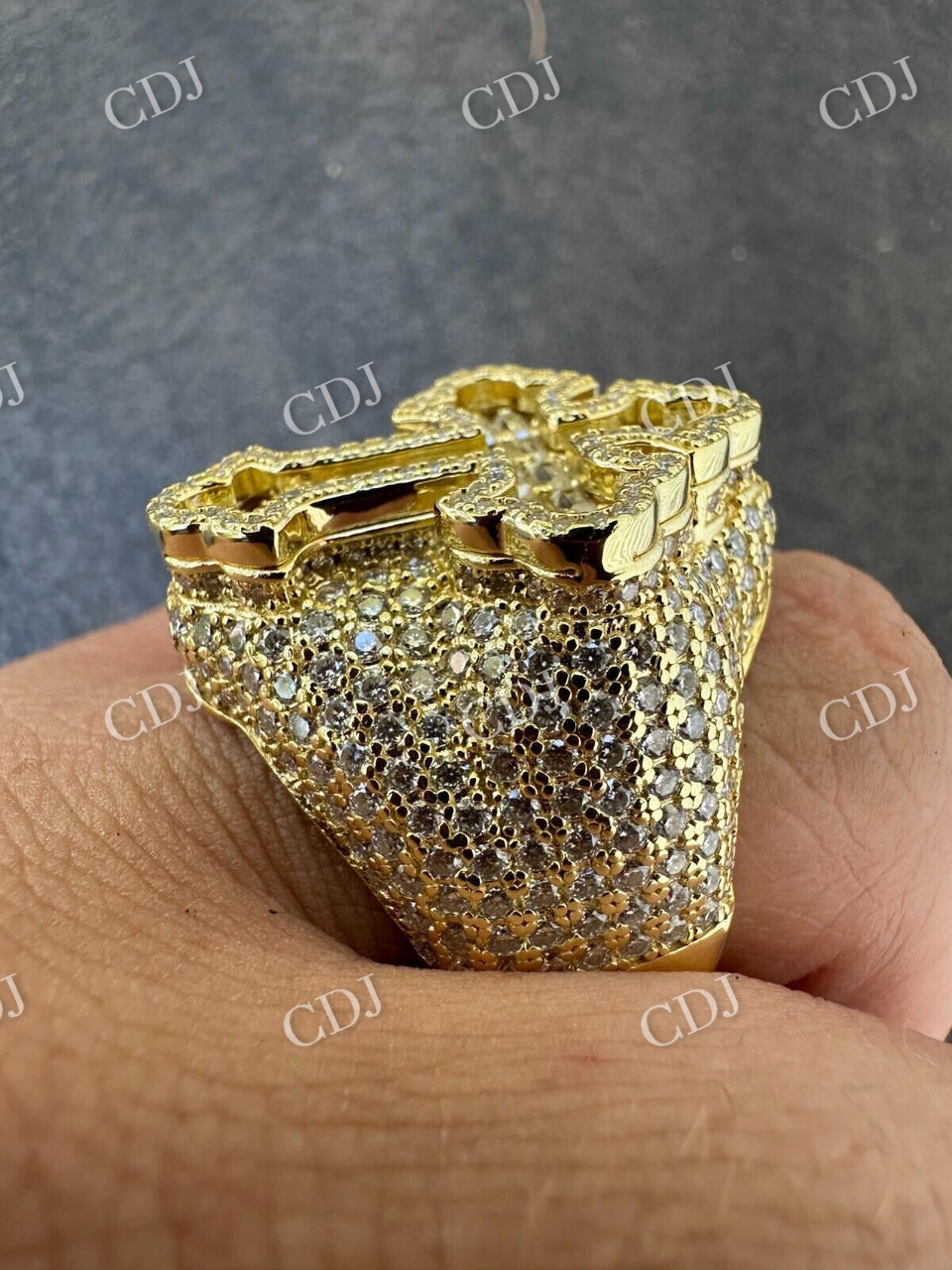 Fully Iced Out Criss Cross Baguette Diamond Ring  customdiamjewel   