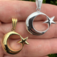 14k Gold Crescent Moon & Star Islam Pendant  customdiamjewel   