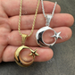 14k Gold Crescent Moon & Star Islam Pendant  customdiamjewel   