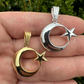 14k Gold Crescent Moon & Star Islam Pendant  customdiamjewel   