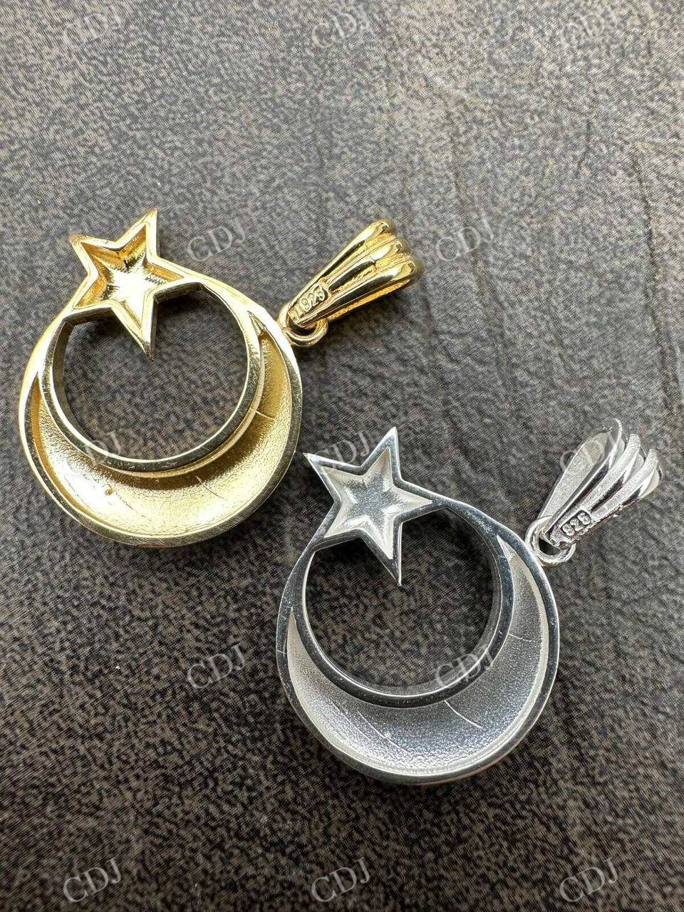 14k Gold Crescent Moon & Star Islam Pendant  customdiamjewel   