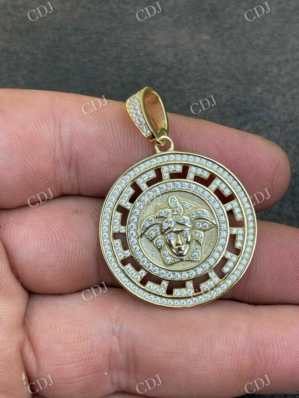 14K Gold Hip Hop Medusa Pendant  customdiamjewel   