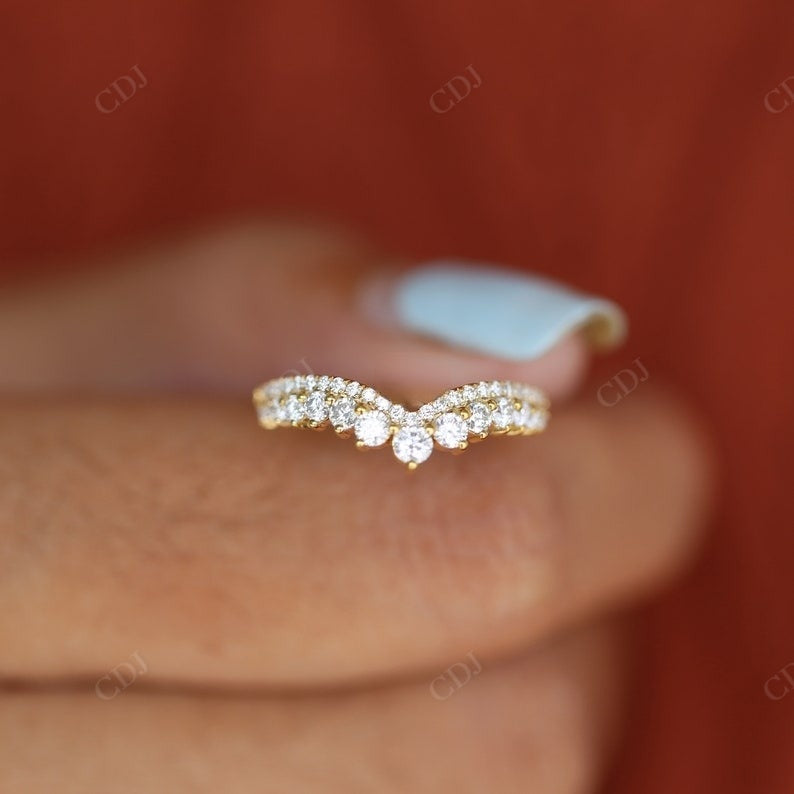 0.60CTW Round Cut Lab Grown Diamond Vintage Chevron Wedding Band  customdiamjewel   