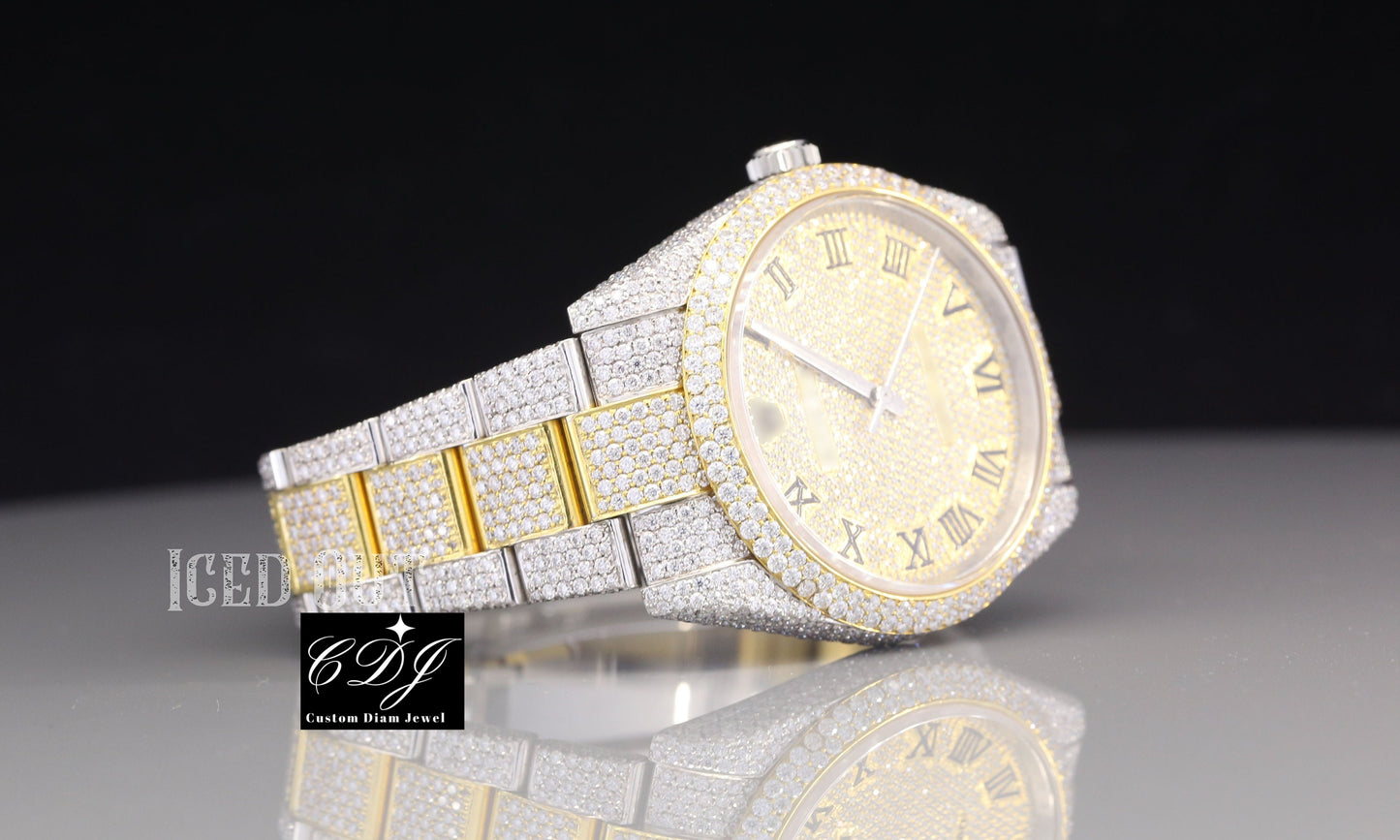 Unique Iced Out Customized Moissanite Diamond Watches Most Top Brand Sale in India Luxury Gold Plated Designer Watches For Mens  customdiamjewel   