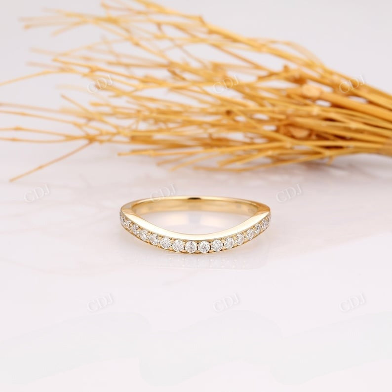 14k Solid Yellow Gold Curved Lab Grown Diamond Wedding Band  customdiamjewel   