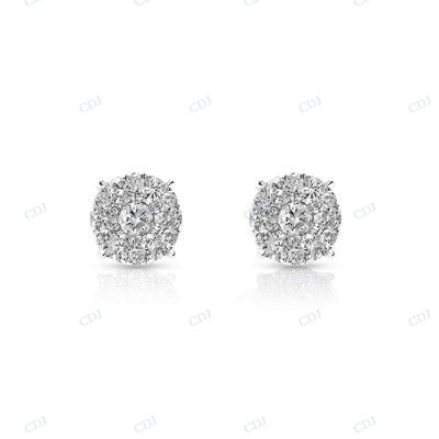 VVS Moissanite Diamond Round Shape Earrings hip hop jewelry CustomDiamJewel