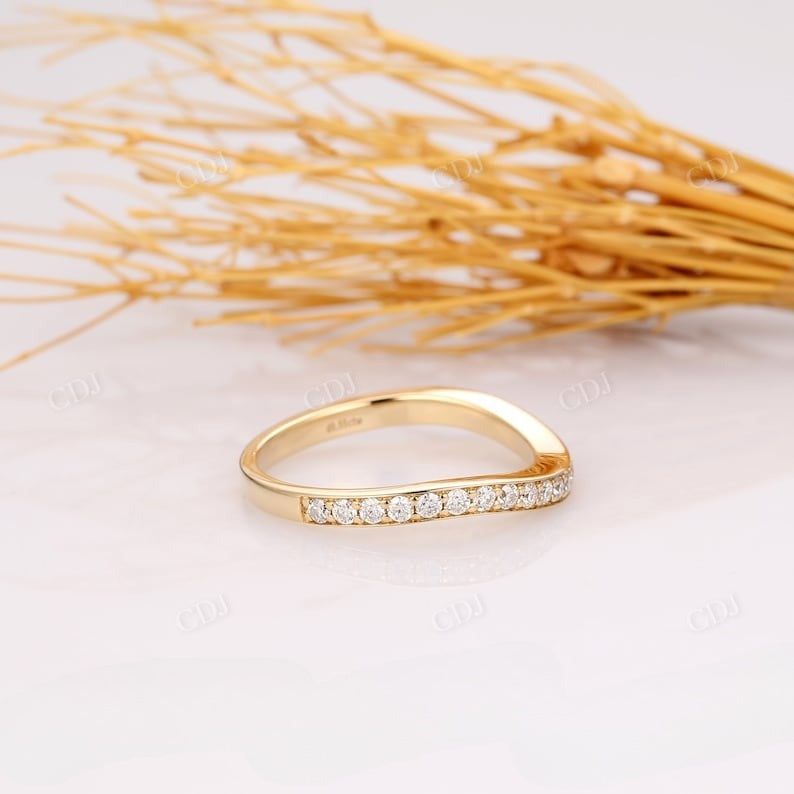14k Solid Yellow Gold Curved Lab Grown Diamond Wedding Band  customdiamjewel   