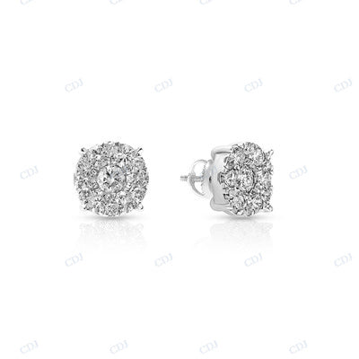 VVS Moissanite Diamond Round Shape Earrings hip hop jewelry CustomDiamJewel