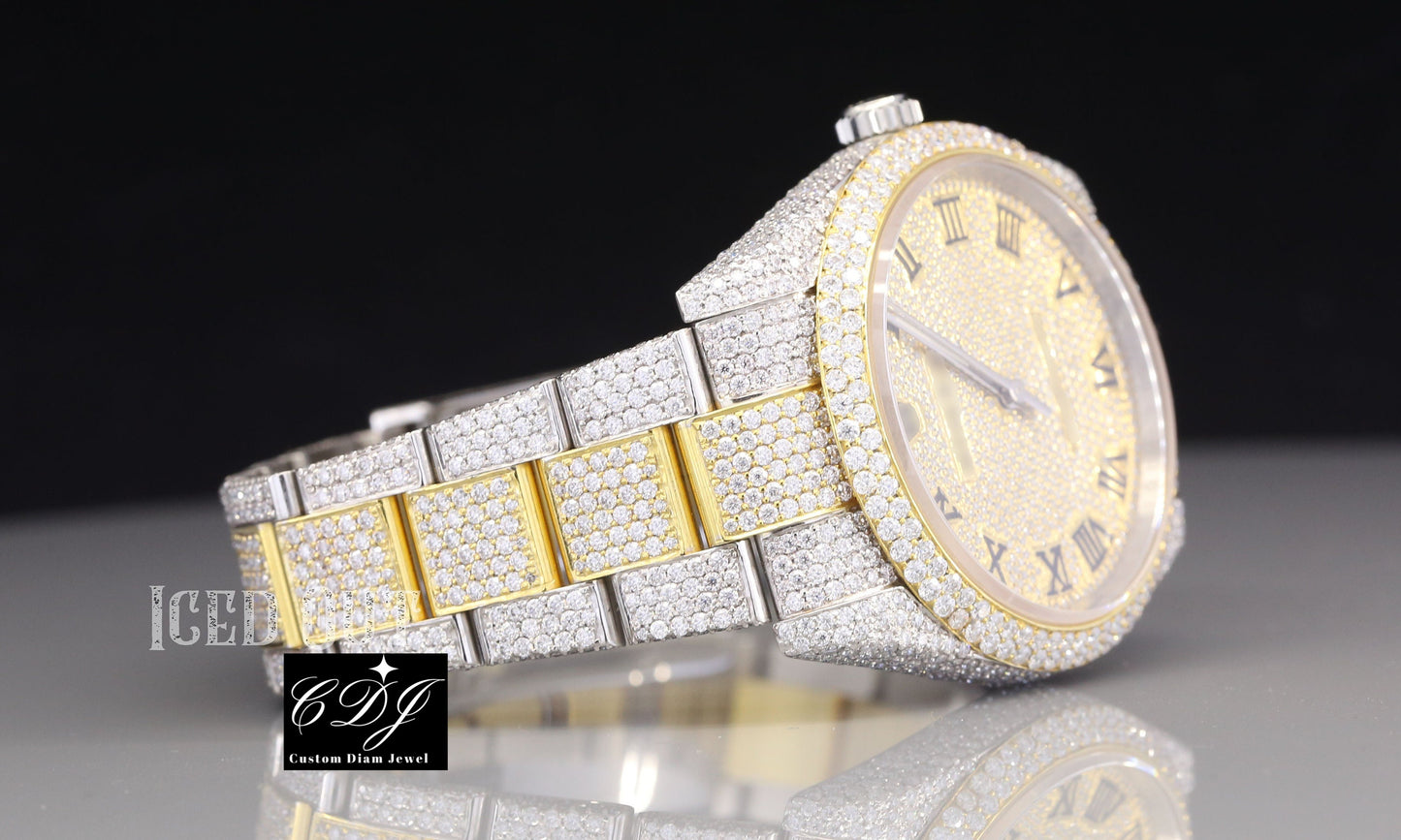 Unique Iced Out Customized Moissanite Diamond Watches Most Top Brand Sale in India Luxury Gold Plated Designer Watches For Mens  customdiamjewel   