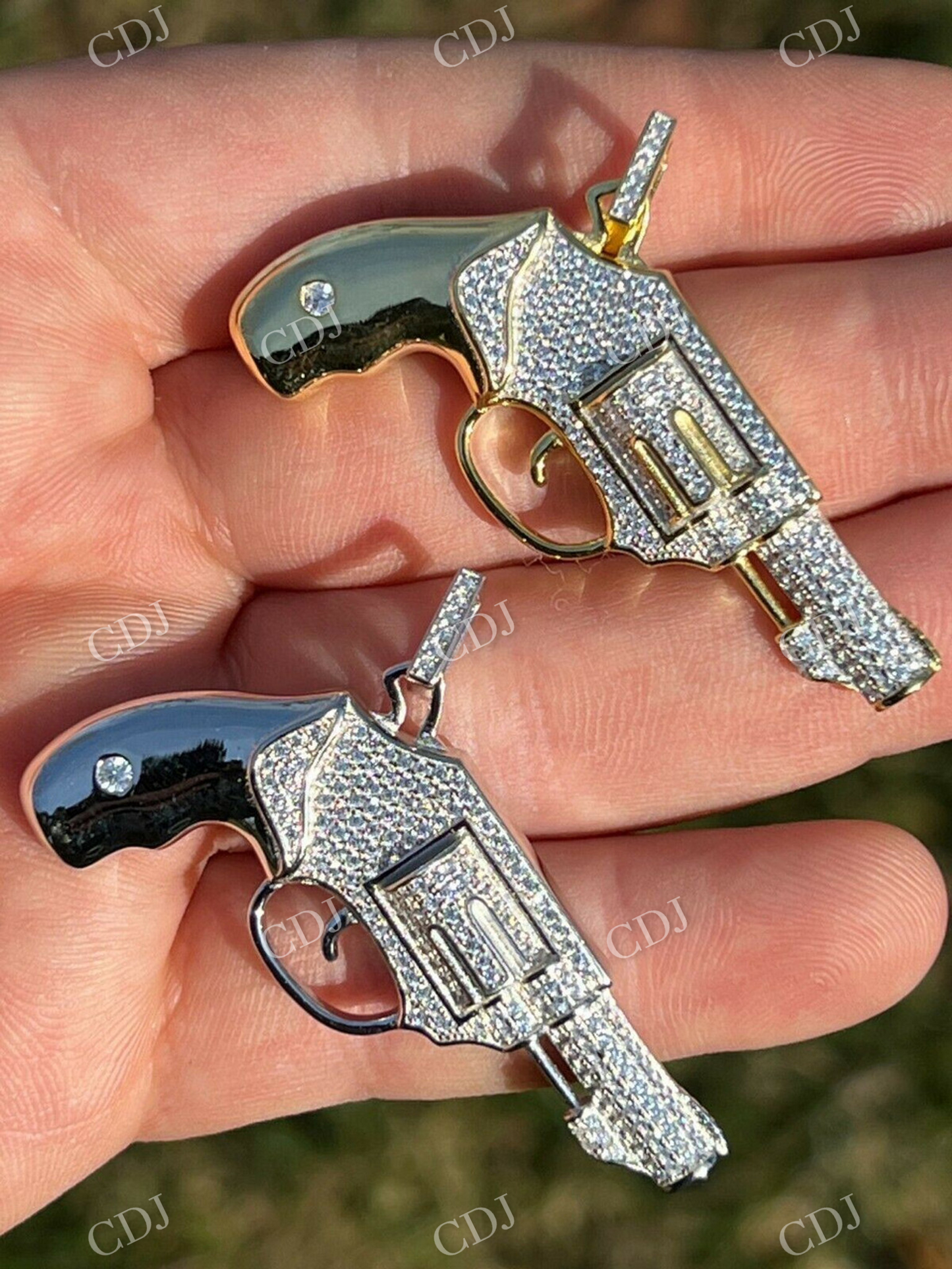 Pistol Iced Out HipHop Pendant  customdiamjewel   