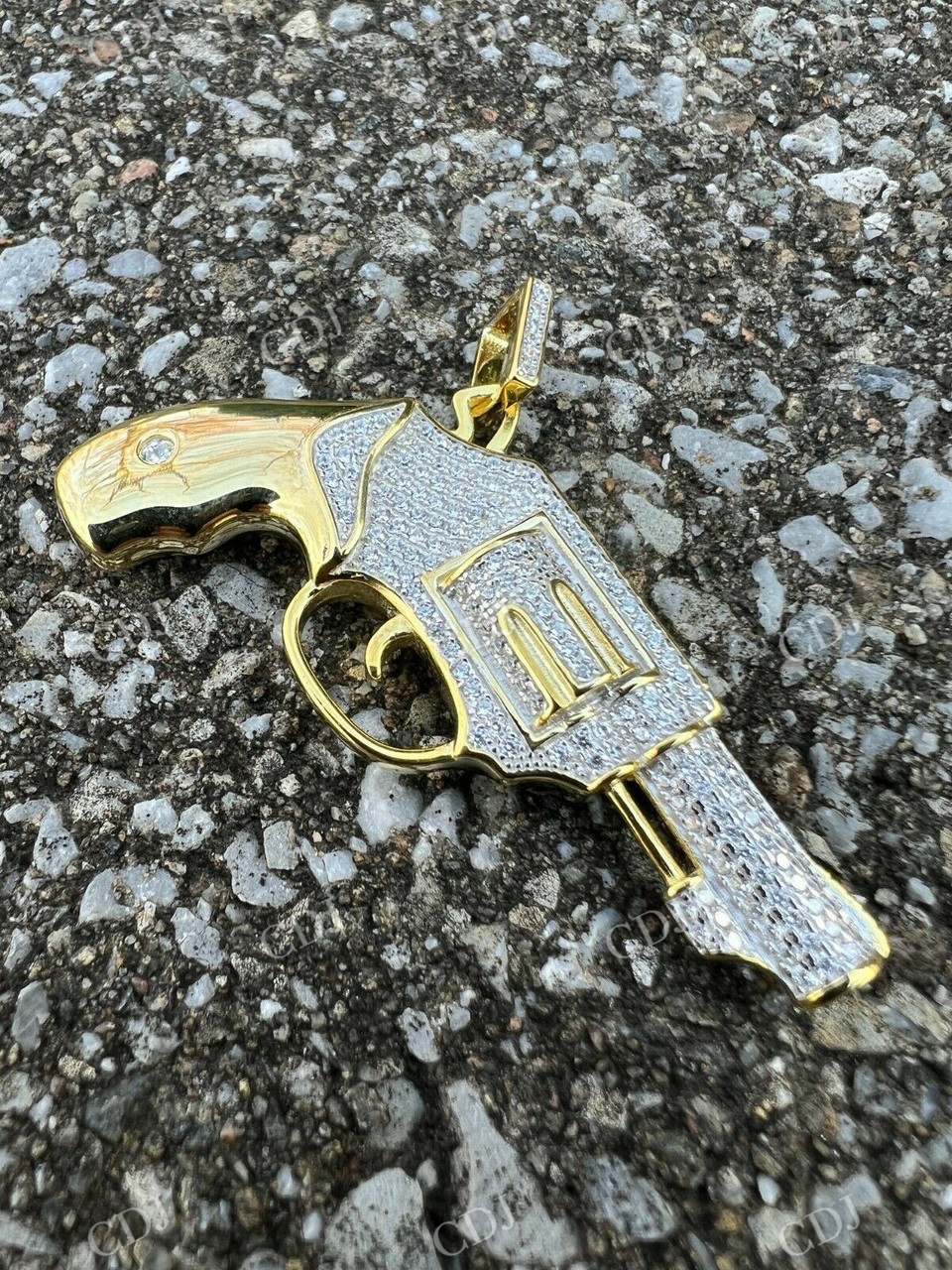 Pistol Iced Out HipHop Pendant  customdiamjewel   